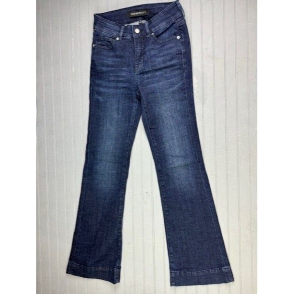 Prosperity Size 25p Petite Womens Jeans Flare Mid Rise Stretch Dark Wash